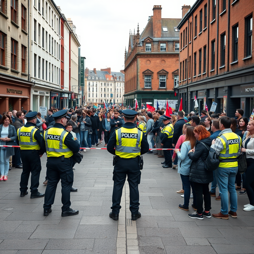 Nottingham immigration protest crowd divided by police